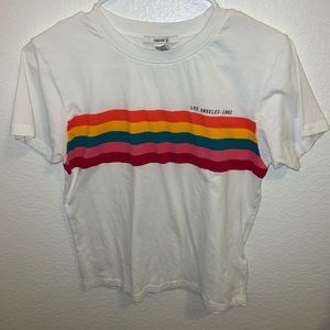 white los angeles crop top with colored stripes